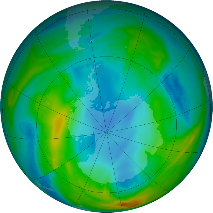 Antarctic ozone map for 20 May 1989